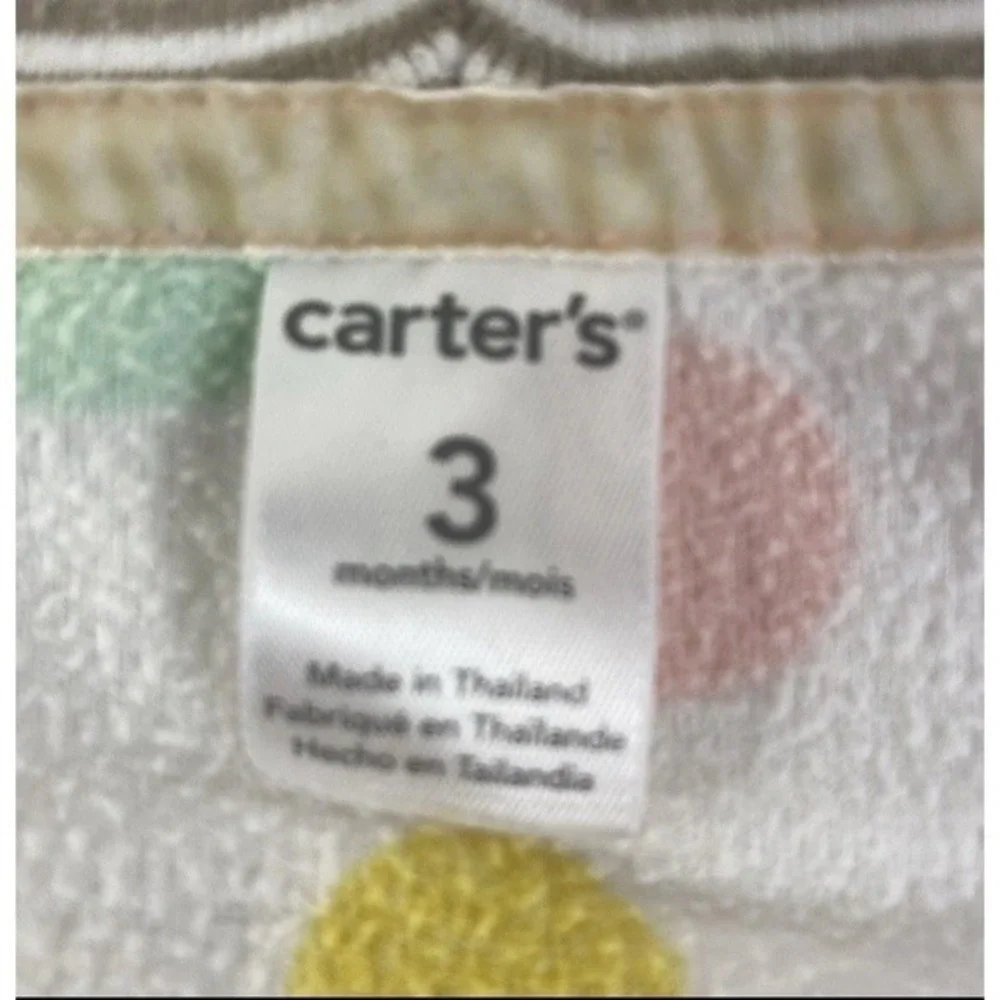 Carter's Fleece Zip Up Hoodies Kids 3M Multicolor Polka Dot Peach White 2 Pack